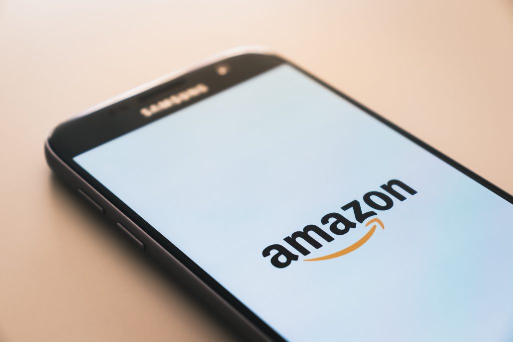 Amazon logo on black iphone