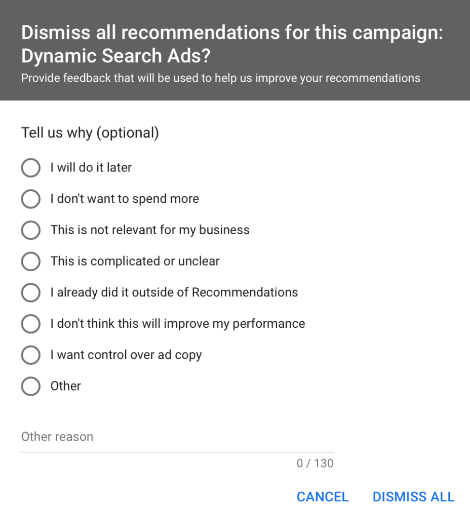Google recommendation rejection questions