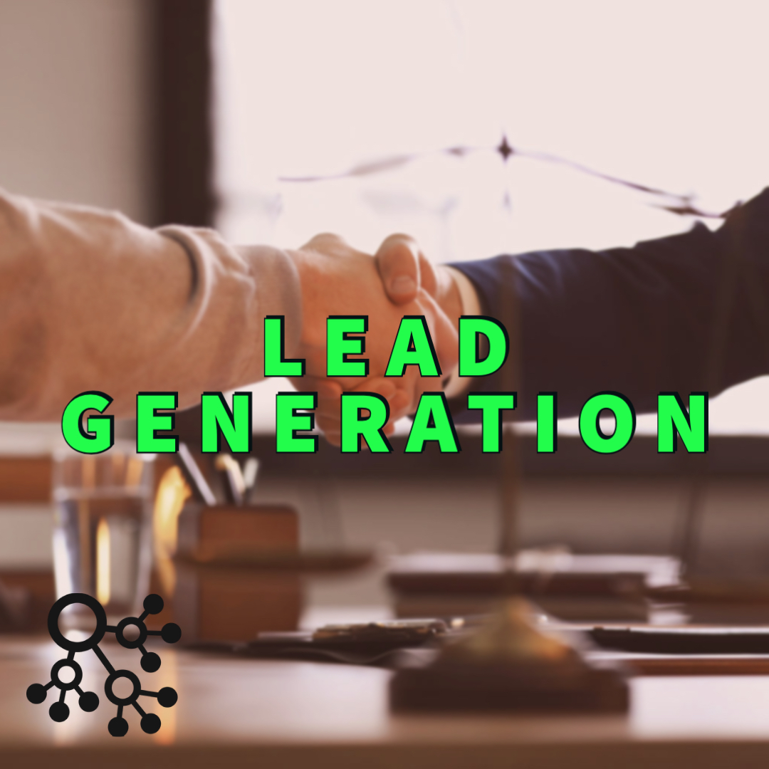 lead generation written in green over two people shaking hands
