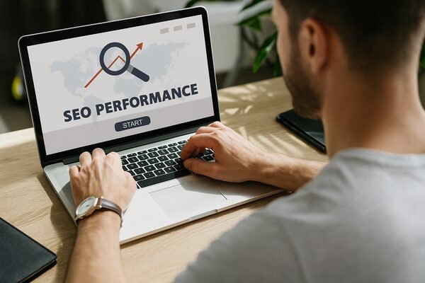Man on desk with laptop
